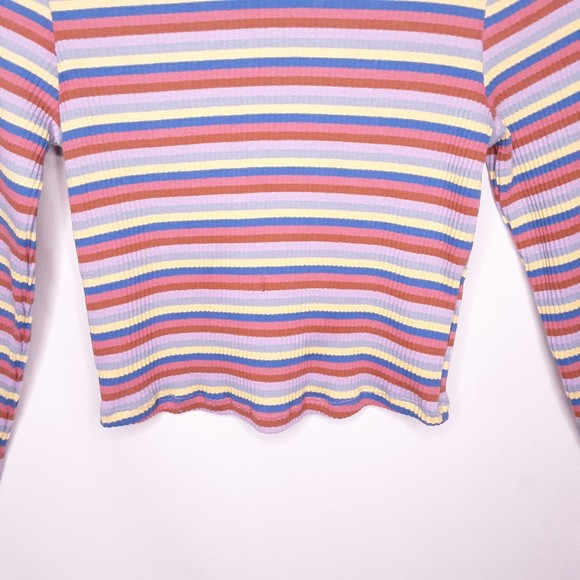 Wild Fable Womens Knit Crop Top Multicolor Stripe Long Sleeve Size Small - Picture 3 of 8